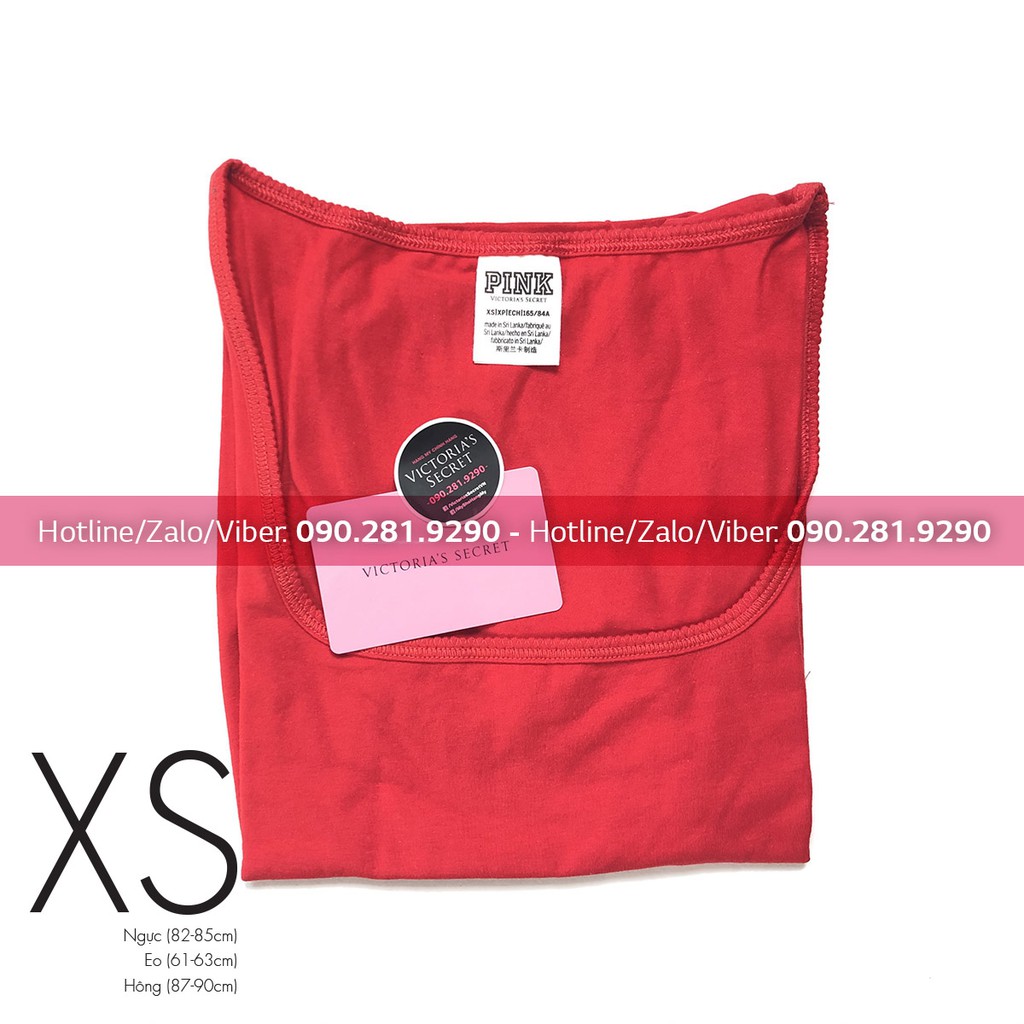 Size XS - Bộ đồ Bodysuit màu đỏ cá tính, tay lở, cổ chữ U - Pinup Red - Victoria's Secret USA