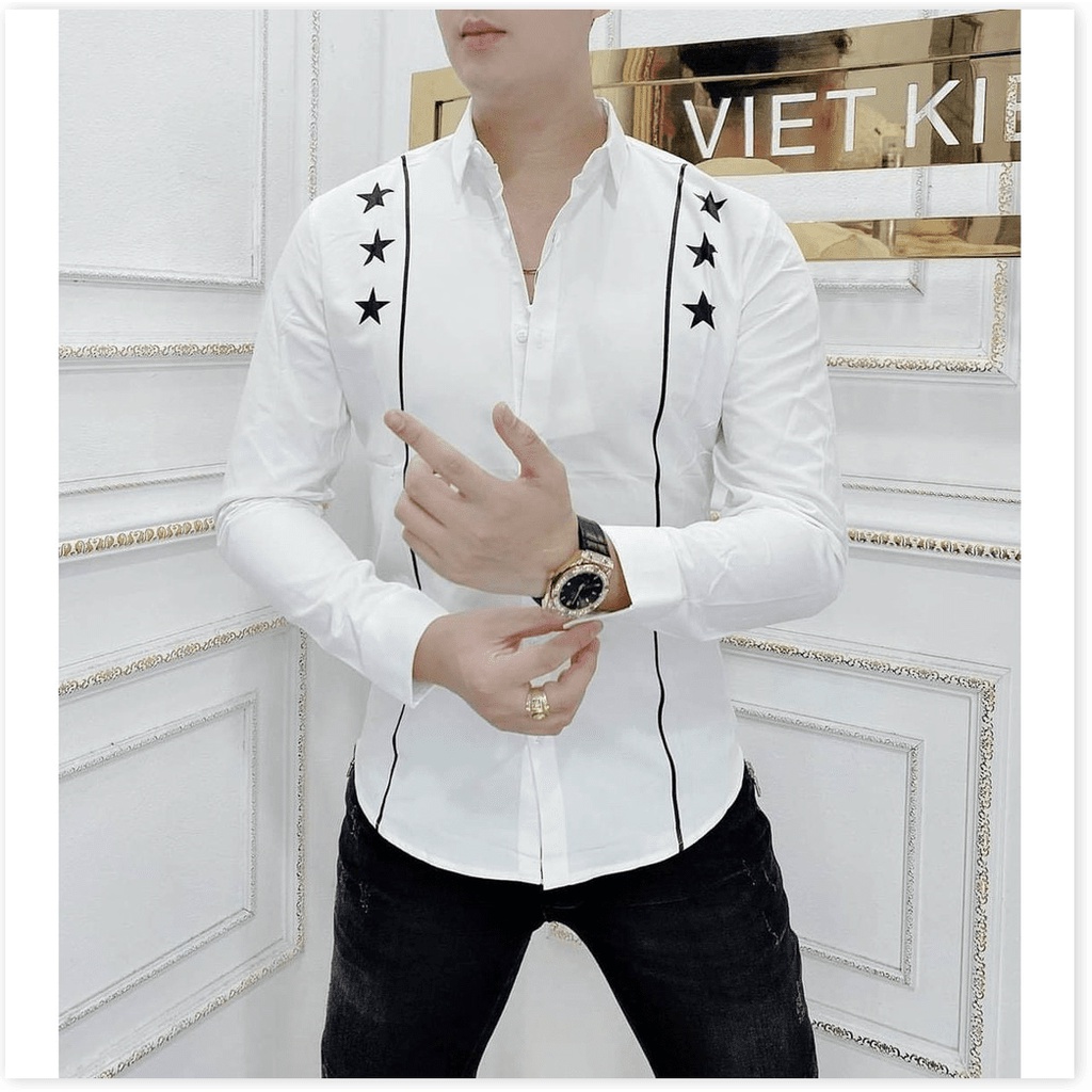 Áo sơ mi in thêu dài tay nam phong cách lịch lãm ôm body KOKO MI FASHION