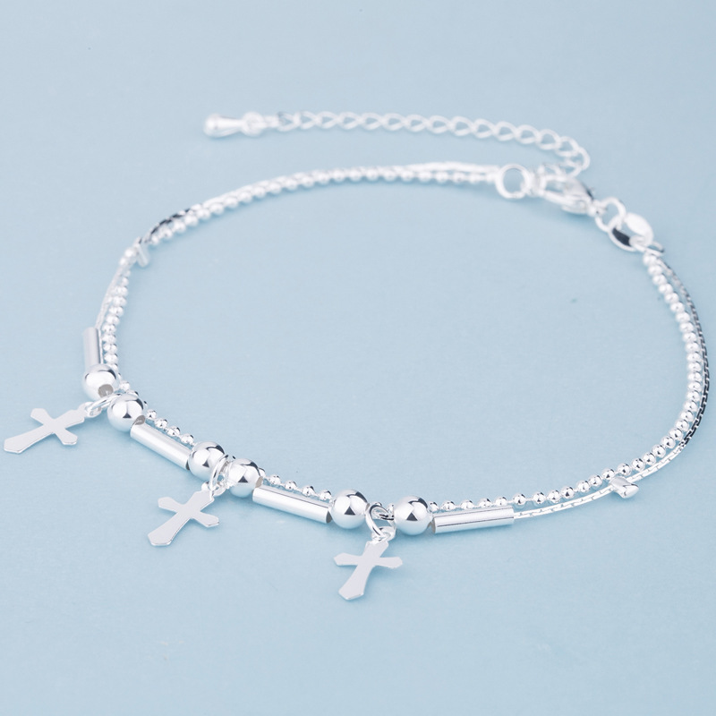 Lắc Chân Bạc 925 Dành Cho Nữ Thiết Kế Hình Chữ Thập Đan Xen Nhau UMI JL002