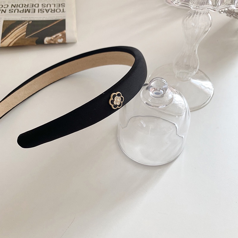 Băng Đô Cài Tóc Màu Sắc Trơn Đính Hoa Trà Phong Cách Hàn Quốc