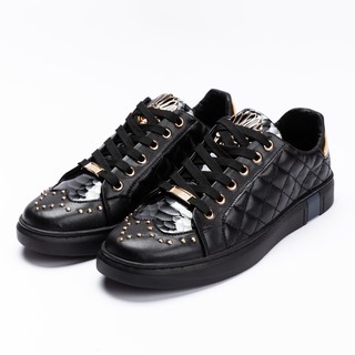 Giày da nam cao cấp họa tiết đầu lâu, giày sneaker phong cách hàn quốc