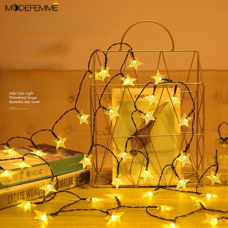 Dây đèn LED 5m hình ngôi sao chống nước sử dụng năng lượng mặt trời