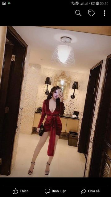 Đầm body tay dài đắp chéo ho ngực sexy