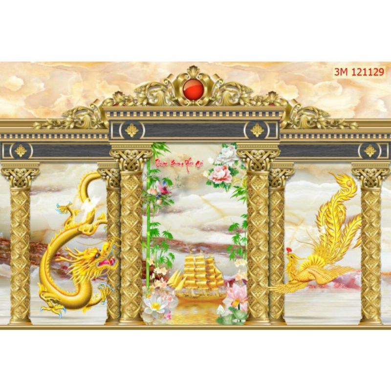 Tranh dán tường 3D trang trí phòng thờ