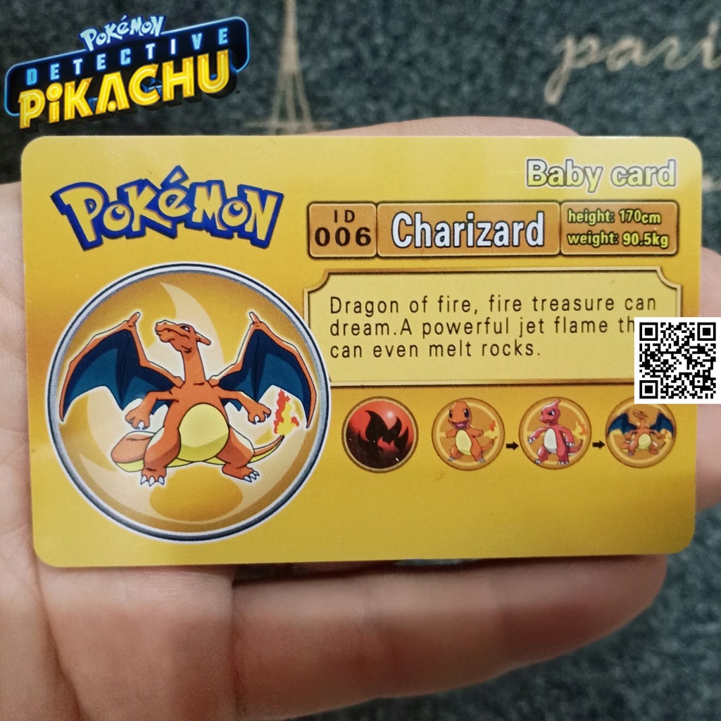 Thẻ Pokemon Mica lá Charizard mặt sau thông tin 1842 1