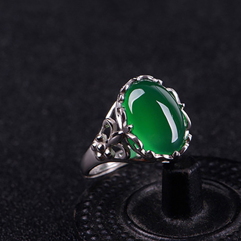 Nhẫn đính đá ngọc lục bảo nhân tạo phong cách vintage thời trang cho nữ