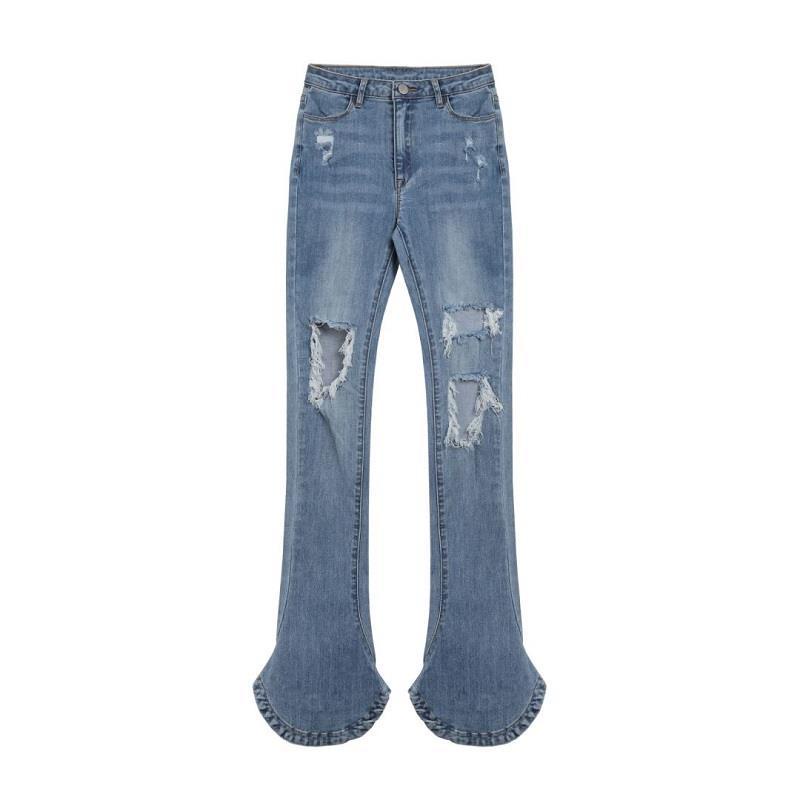 Quần Jeans Dài Ống Loe Phong Cách Âu Mỹ Thời Trang Cho Nữ