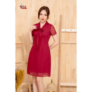 Váy cổ nơ vải voan-62019