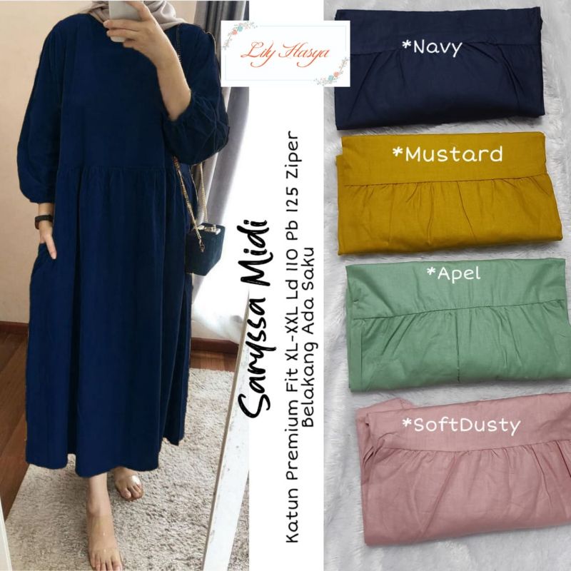 Saryssa Đầm Midi Midi cỡ lớn chính hãng Lily Hasya Midi 100% Ori