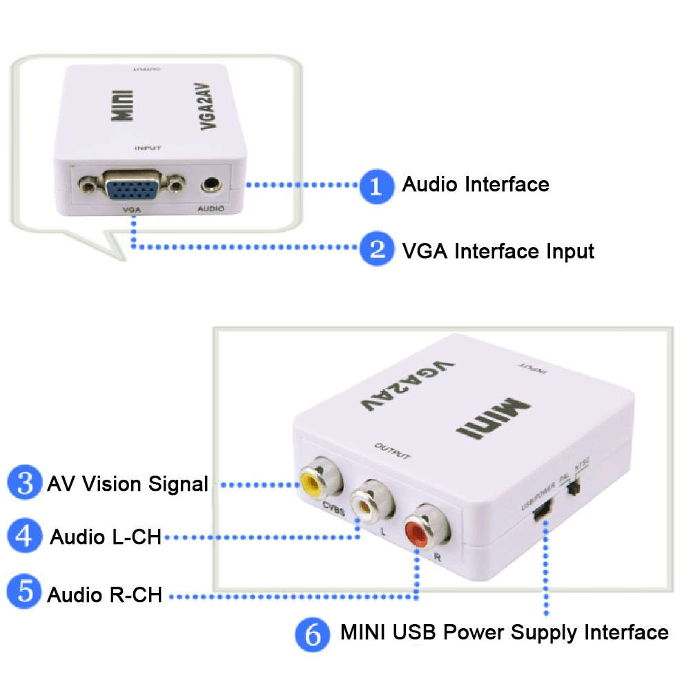 Đầu Chuyển Đổi Âm Thanh Hel + 1080p Vga Sang Rca / Av / Cvsb + Cho Hdtv / Pc