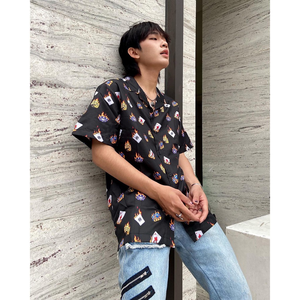 [CLIP THẬT] Áo sơ mi tay ngắn họa tiết JACKBOT mende tay lỡ, FORM UNISEX | BigBuy360 - bigbuy360.vn