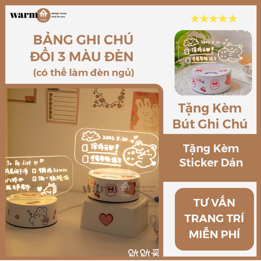 Bảng Ghi Chú Trong Suốt Phát Sáng Đế Tròn Kèm Bút