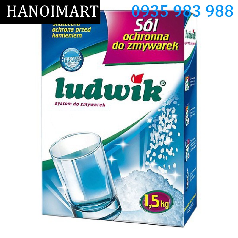 Muối rửa bát Ludwik 1.5kg, muối làm mềm nước chính hãng