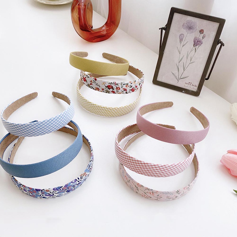 Bộ 3 Băng Đô Vải Họa Tiết Ca Rô Phong Cách Hàn Quốc Dành Cho Nữ