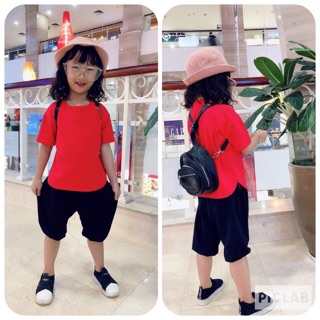 Bộ cotton phong cách hàn quốc cho bé trai bé gái