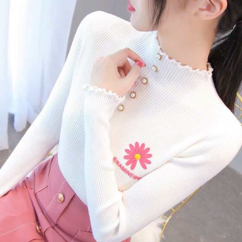 áo croptop cổ lọ tay dài