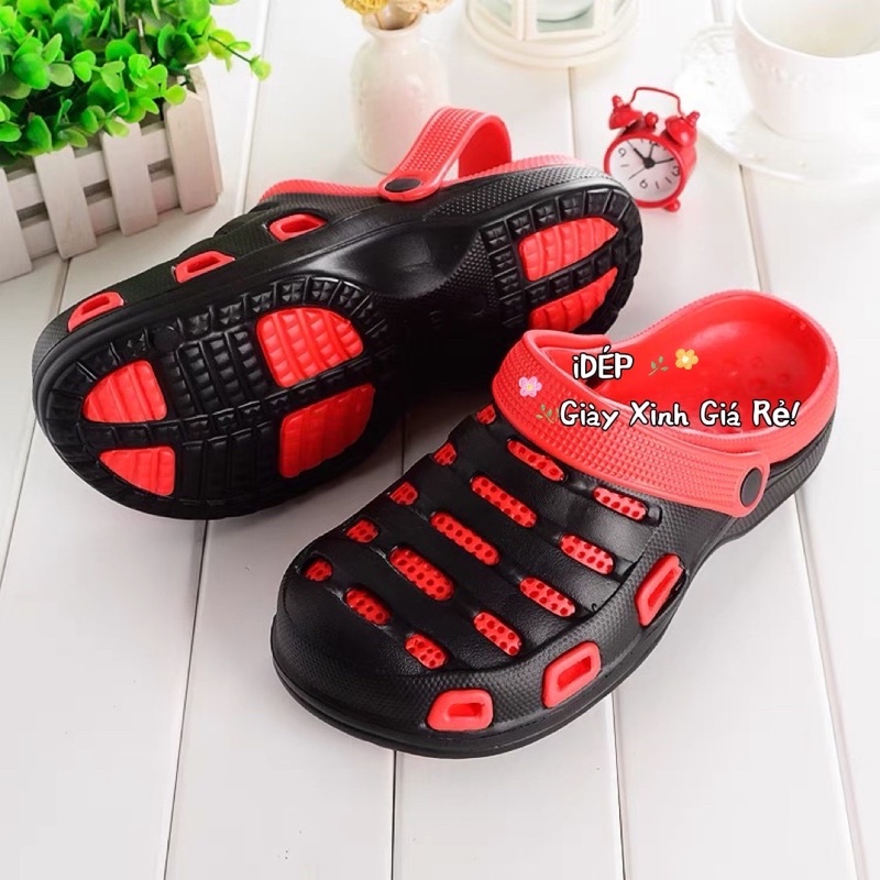 Dép sục Crocs lưới lỗ 2 lớp đúc siêu nhẹ đi mưa bít mũi nữ iDÉP- SL036