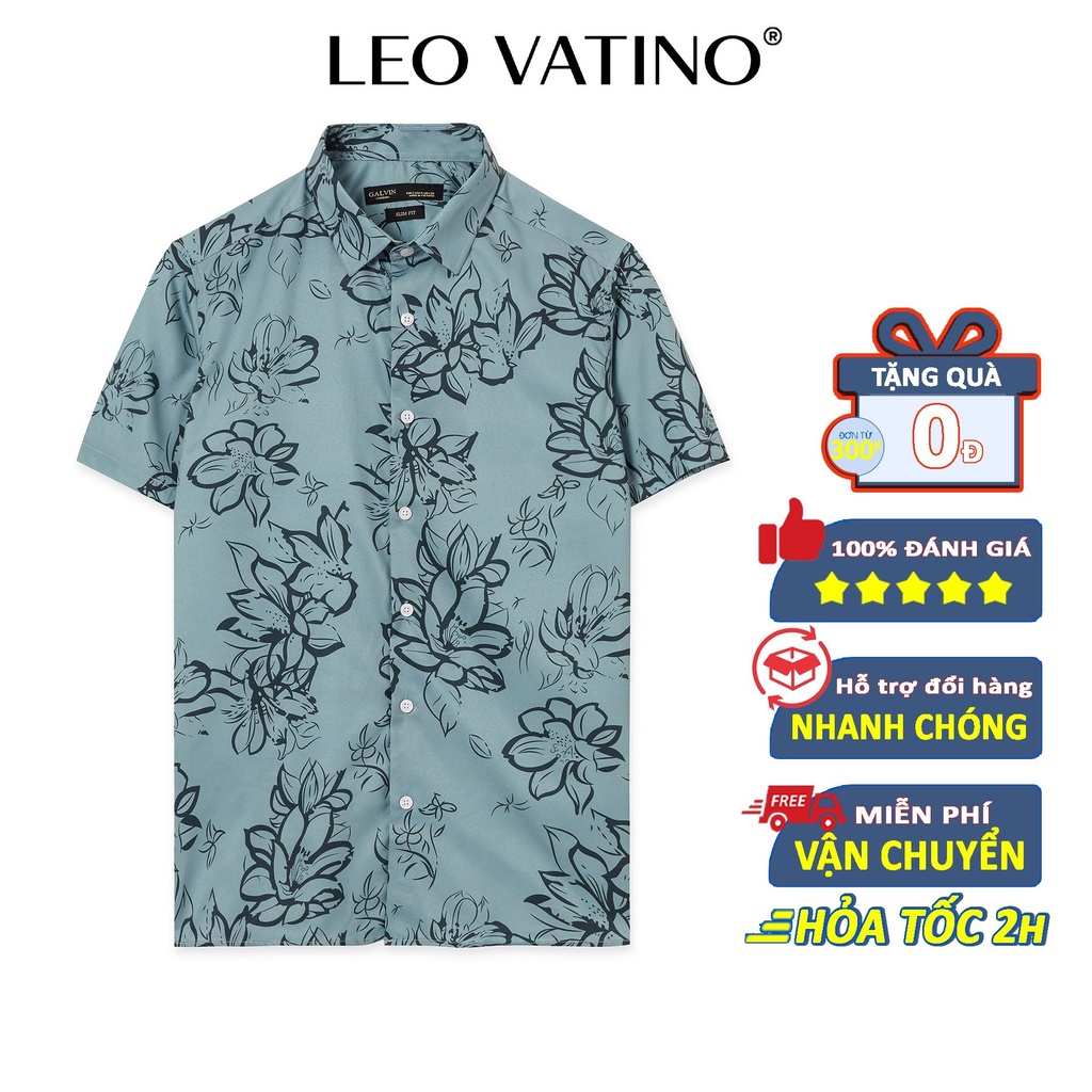 Áo sơ mi tay lỡ Galvin form rộng chất mát cộc tay đứng dáng unisex SMGV149-M2  - Leo Vatino