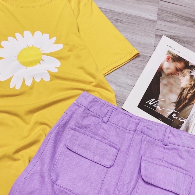 Set áo thun + váy tím