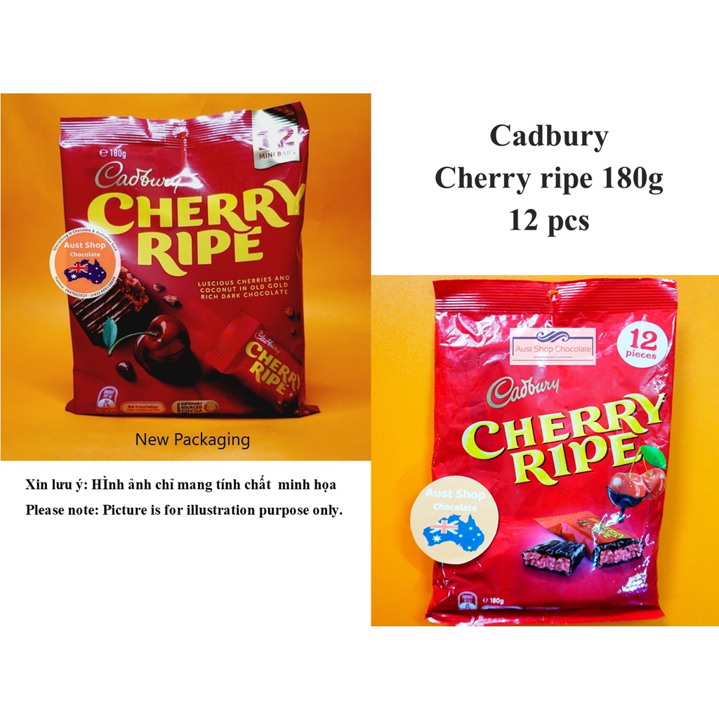 Socola nhân dừa mứt cherry Cadbury Cherry Ripe Sharepack 12pk 180g - Oz product - Aust Shop Chocolate