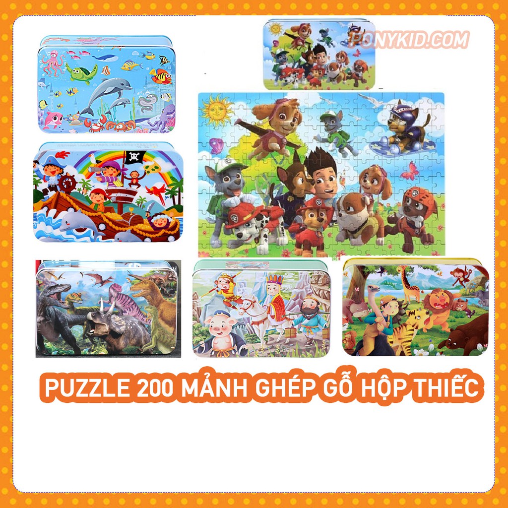 Đồ Chơi Xếp Hình 200 Mảnh Gỗ Hộp Thiếc/Xếp Hình Puzzle 200 Mảnh/Đồ Chơi Phát Triển Trí Tuệ/Xếp Hình Cho Bé
