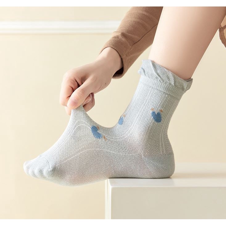 Set 5 Đôi Tất Vớ Nữ Cao Cổ Mix Hoa H3