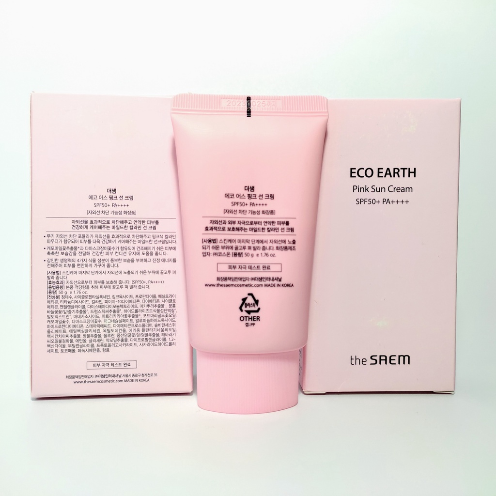 (Mẫu mới) Kem chống nắng The Saem Eco Earth Power Pink Sun Cream SPF50+/PA++++ 50ml