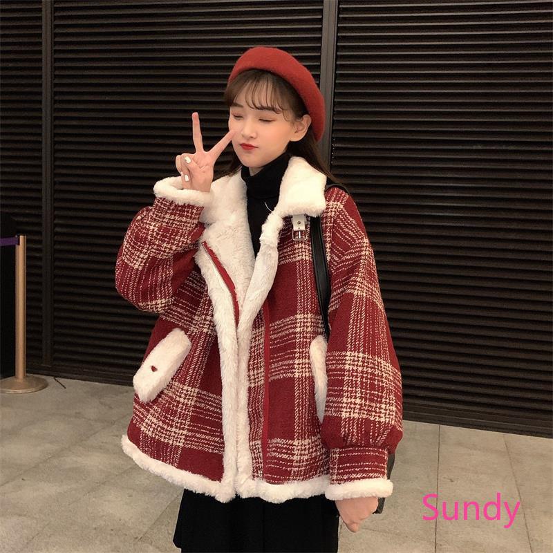 Áo khoác nhung dày dài tay thời trang mùa đông cho nữ