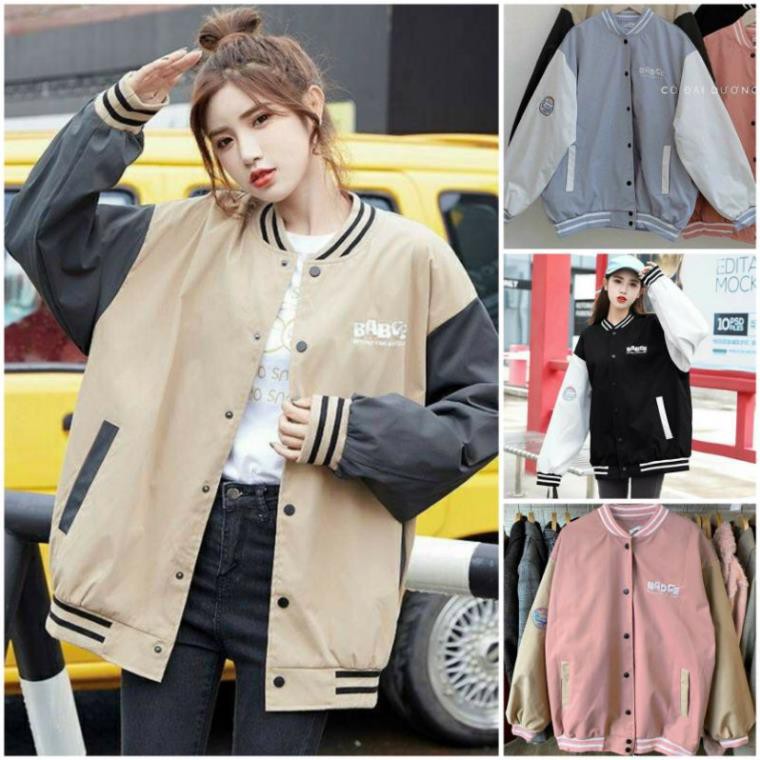 Áo Khoác Dù Bomber Bóng Chày Unisex BADGE Phong Cách Thời Trang Cặp Đôi Chống Nắng ༴
