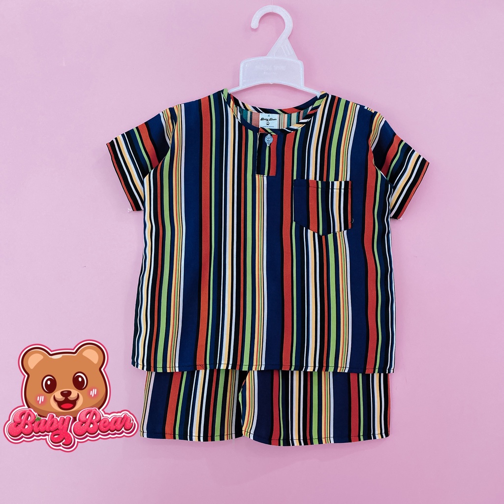 Đồ tole bé trai, bộ tole bé trai 8-50kg cộc tay vải lanh - Babybearvn