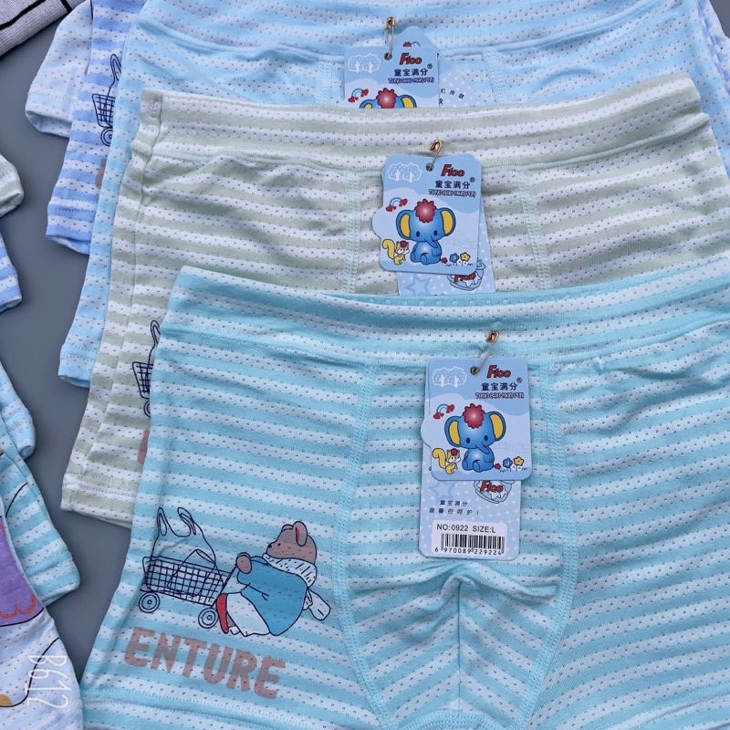 10 quần lót đùi bé trai ,quần sịp đùi bé trai vải cotton thông hơi hình voi ,gấu