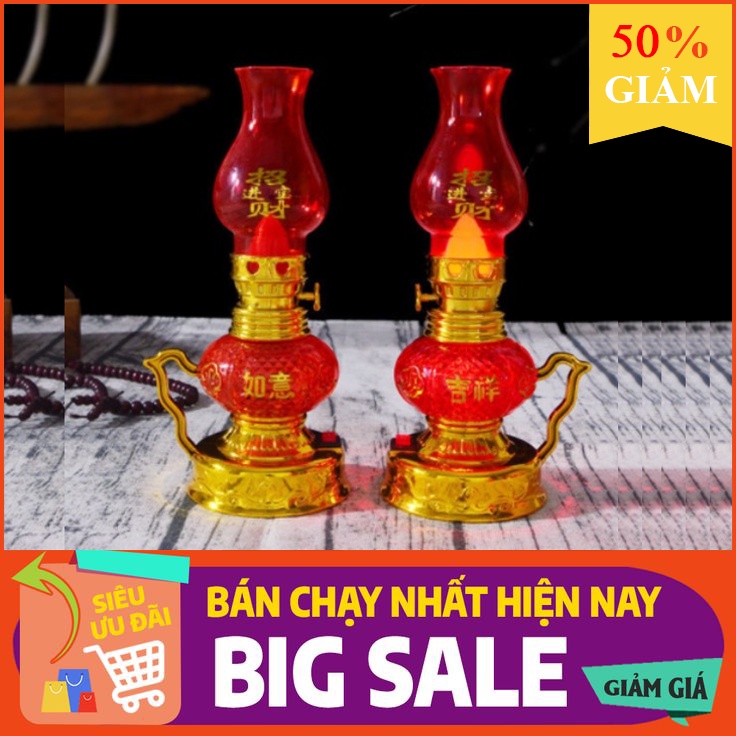 Bộ Đèn thờ vĩnh cửu, sử dụng pin, kiểu đèn dầu, đèn để bàn thờ, đèn thờ phật, đèn rẻ nhất