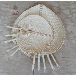 Quạt tre đan cầm tay lá đề trơn cán thẳng - HOKO