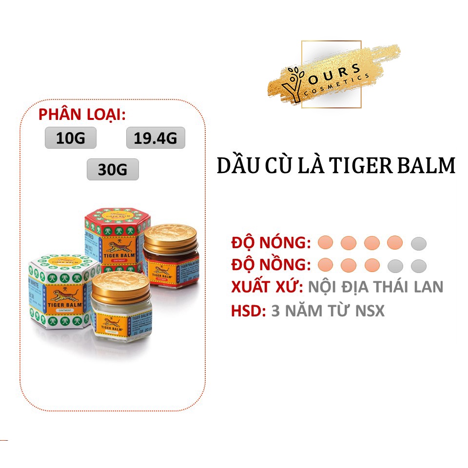 Dầu Cù Là Con Hổ Thái Lan Tiger Balm  - Giảm Sưng, Lưu Thông Máu, Giảm Ngứa Muỗi Đốt - Dầu Cù Là Con Cọp