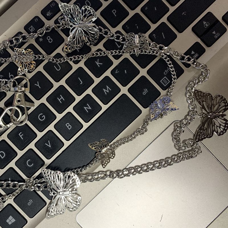 Dây Xích Hai Lớp Gắn Thắt Lưng Trang Trí Hình Bướm Phong Cách Harajuku 22291 Dành Cho Bạn Nam Và Nữ