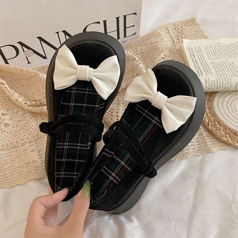 Giày Da Đế Dày Đính Nơ Phong Cách Lolita Nhật Bản Thời Trang Mùa Hè Cho Nữ