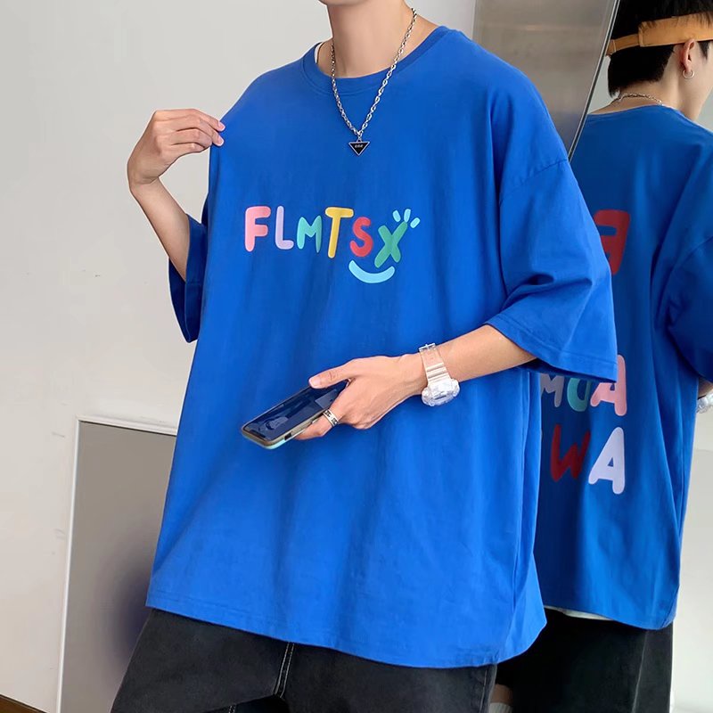 Áo Thun Tay Ngắn Dáng Rộng In Chữ Thời Trang Mùa Hè Phong Cách Hàn Quốc Cho Nam Size M-8XL