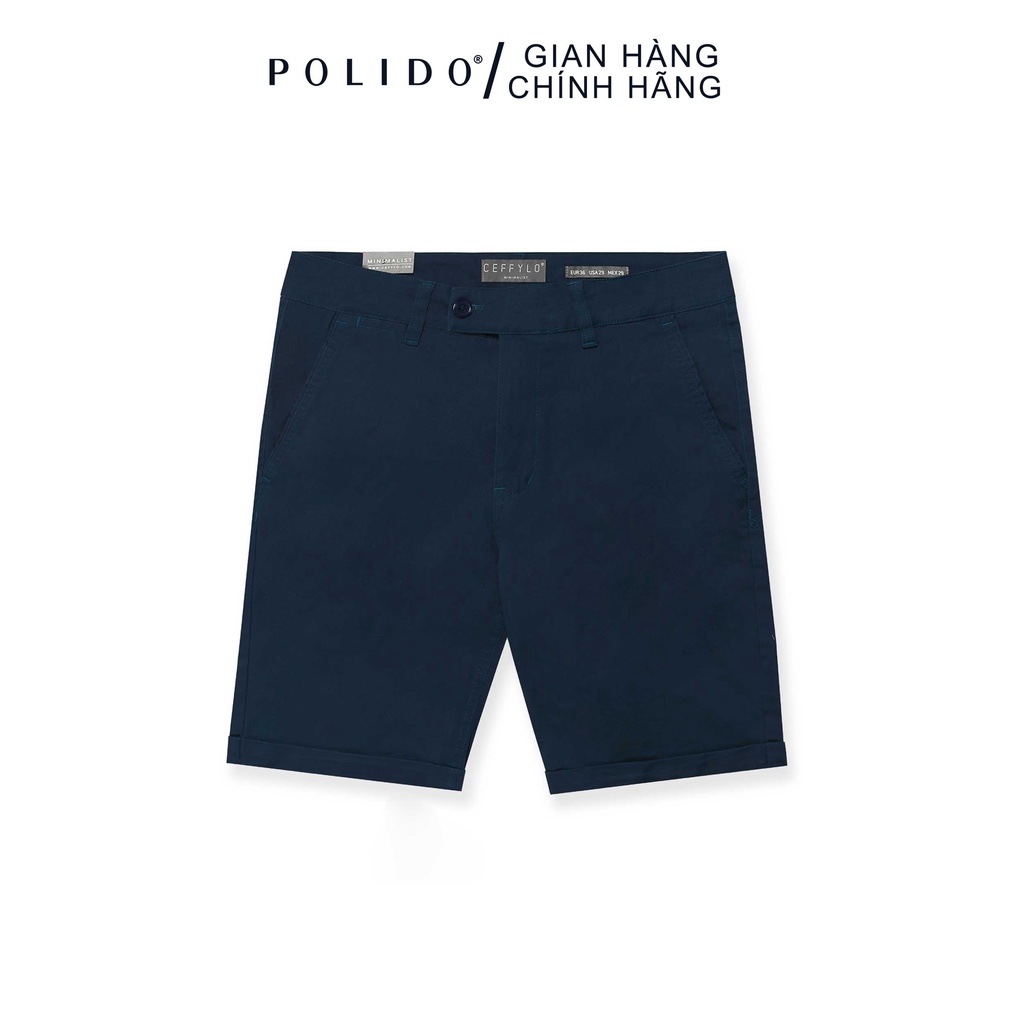 Quần Sooc Nam Trơn CEFFYLO Màu Xanh Cổ Vịt Chất Vải Khaki Co Giãn Nhẹ