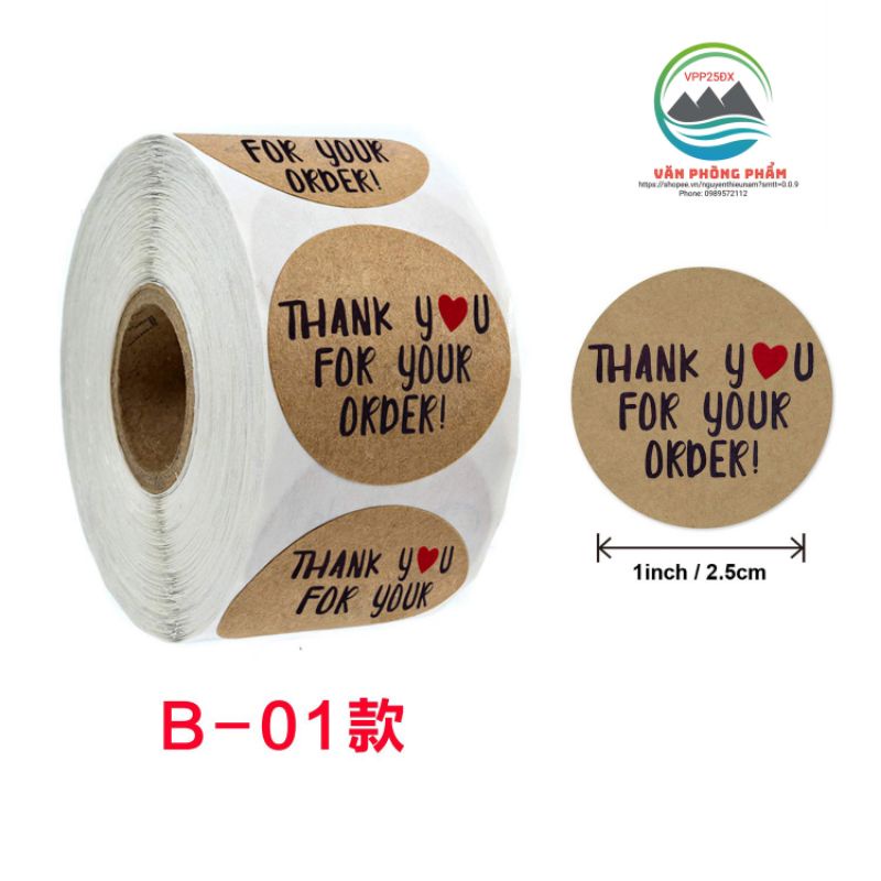 Tem dán Sticker Thank you .