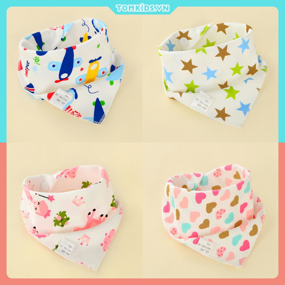 Khăn Tam Giác Quàng Cổ Cho Bé, Khăn Có Cúc Bấm Chất Liệu COTTON Cho Bé Yêu Mã PK-002