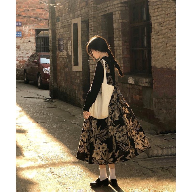 Set of Long Sleeves + Two-Piece Floral Dresses Korean Style Classic Spring Autumn 2022 For Women