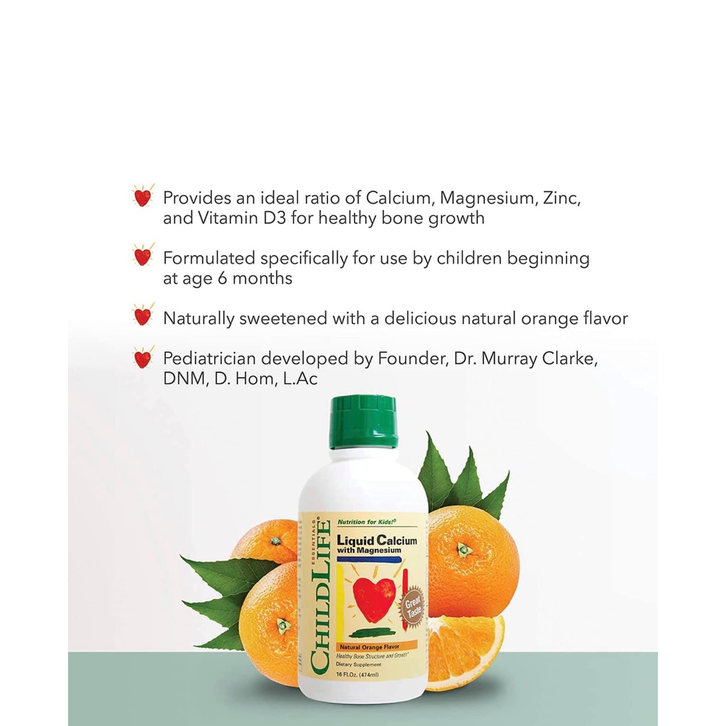 Siro cho trẻ date 6/2025 Child Life Liquid Calcium And Magnesium bổ sung canxi magiê và vitamin D -  EDS Hàng Mỹ