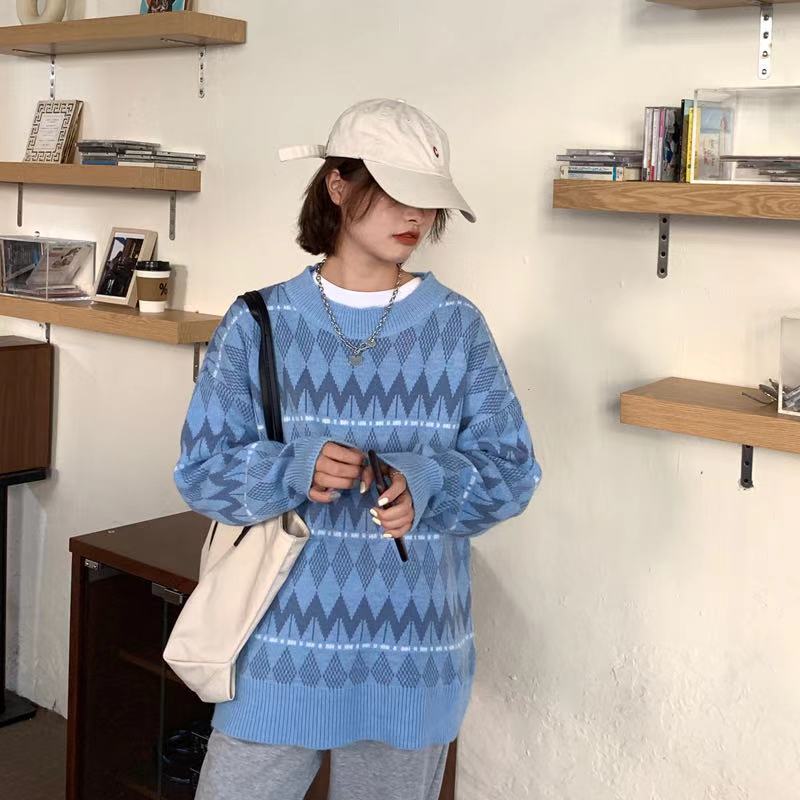 Áo Sweater Cổ Tròn Dáng Rộng Phong Cách Nhật Bản Thời Trang Xinh Xắn