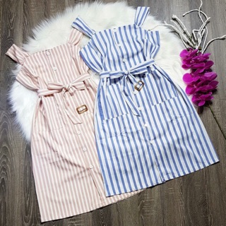 Váy kẻ 2 dây