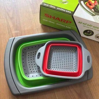Bộ 2 rổ silicon gấp gọn thông minh pr - jo2 quà tặng từ sharp