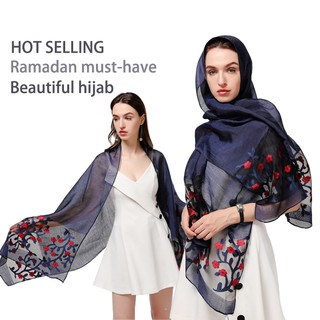Khăn Choàng Chất Liệu Cotton Thêu Hoa Thời Trang
