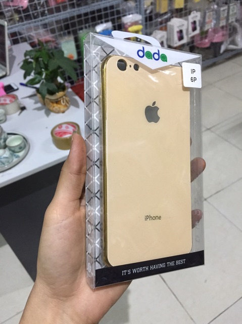 Ốp lưng kính tráng gương giả iphone 8 cho máy iphone 6:6s plus viền đồng màu