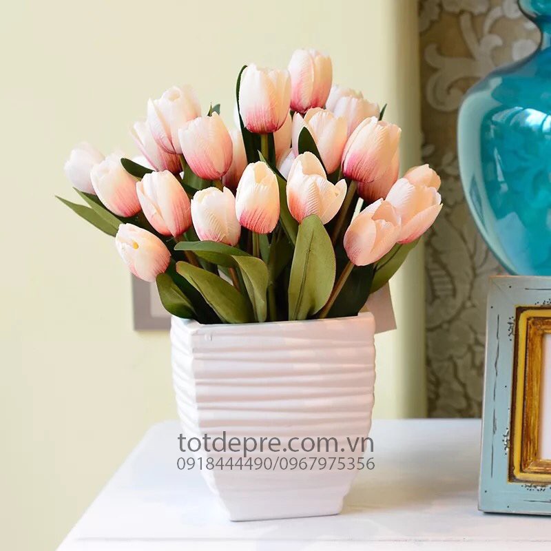 Chùm Tulip 9 bông - Hoa giả siêu bền đẹp