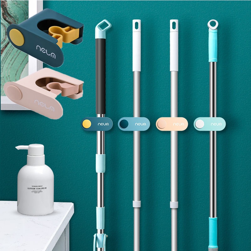 Giá đỡ cây lau nhà gắn tường tự dính tiết kiệm không gian đa năng