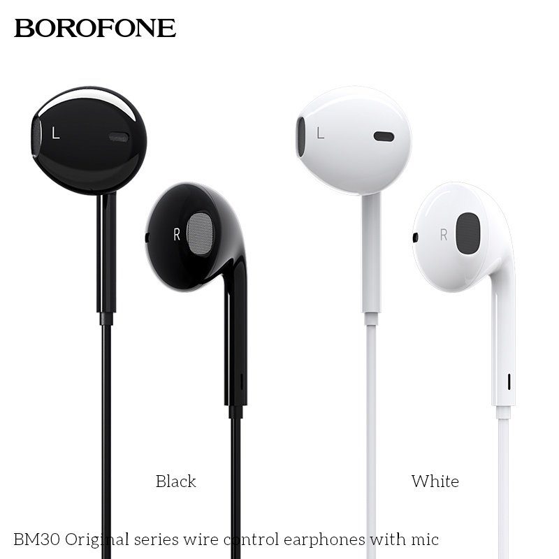 Tai nghe nhét tai BOROFONE BM30 chống ồn, nghe hay có mic đàm thoại, dây dài 1.2m, Jack cắm 3.5mm - Chính hãng